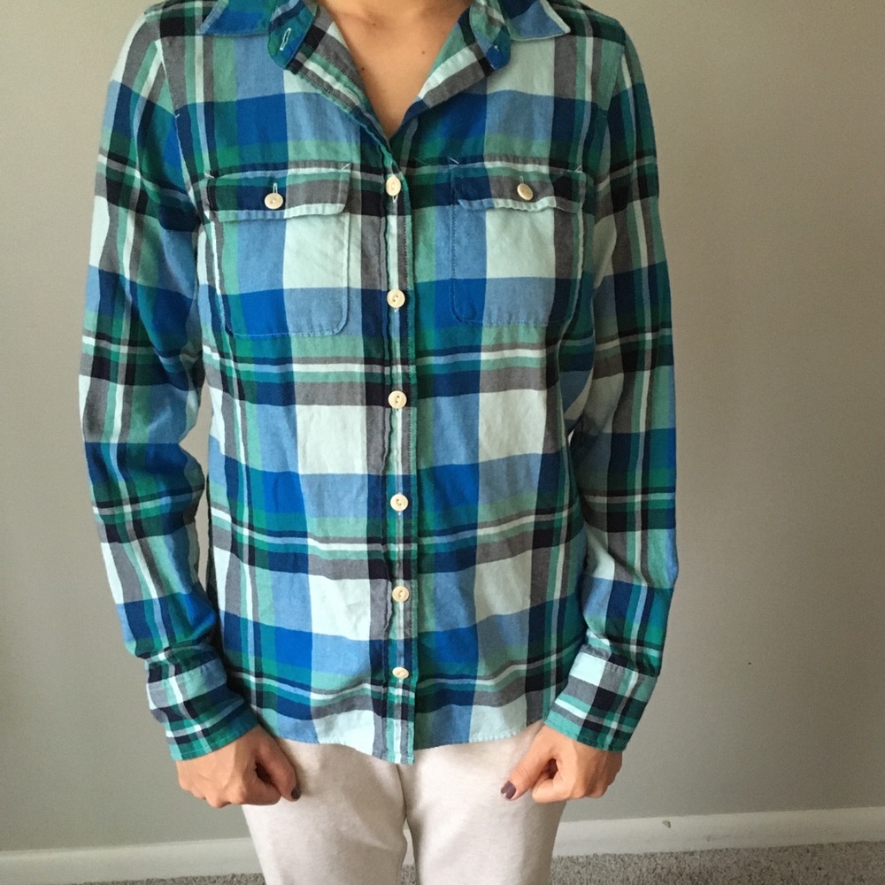 J.crew blue checkered shirt